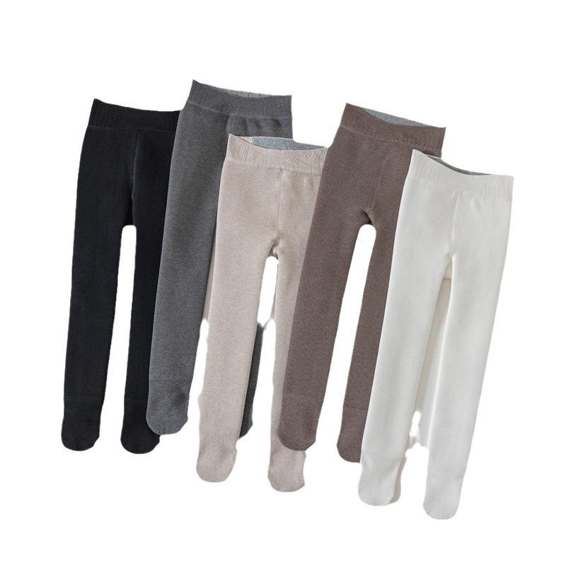 Children's Winter Fleece-Lined Cotton Leggings with Hip-Lifting Lambskin, Warm Nine-Point Design