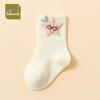 Korean Style Baby Antibacterial Mid-Calf Socks – Combed Cotton, Odor-Resistant, Newborn Spring/Autumn Collection.
