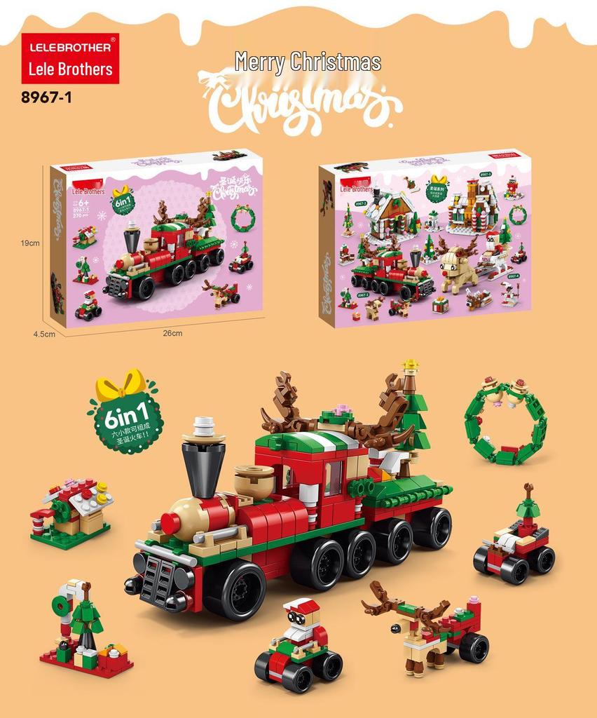 Christmas Train & Reindeer Building Blocks - Compatible with Lego for Holiday Gifts