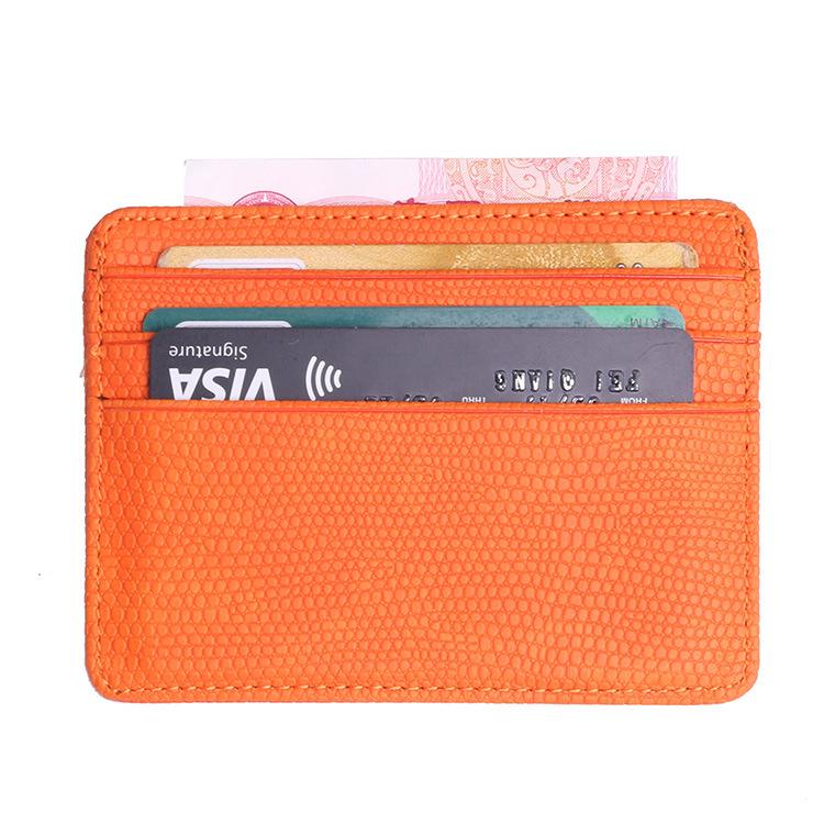 

Lizard Pattern Leather Credit Card Holder Small Double sided Card Wallet Men Women ID Bank Card Case Multi-card slot Mini Purse помаранчевий