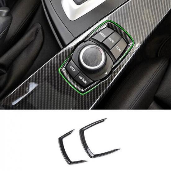 Carbon Fiber Style Console Multimedia Button Frame Decor For BMW F20 F21 F22 F23