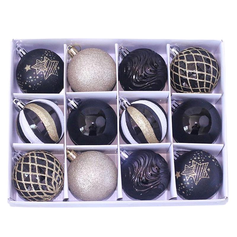 

12PCS/Pack Christmas Ball Reusable Party Embellishing Lightweight Environmentally Friendly Plastic Festive Hang Decorative 6cm
