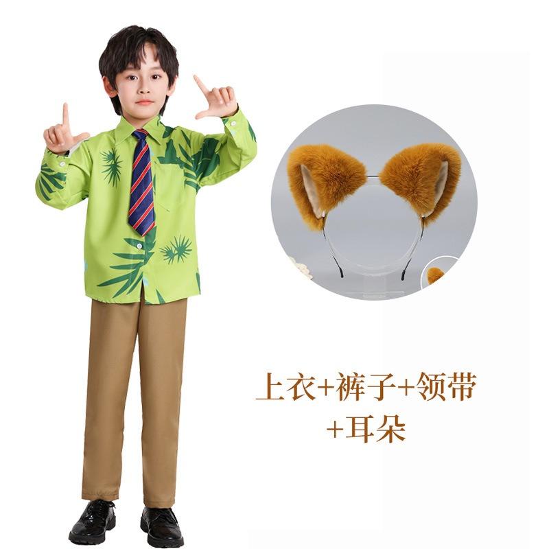 Crazy Animal City Nick Fox Clothing Children's Play Clothing Floral Short Sleeve Shirt Stage Performance Clothing