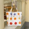 Retro Floral Women's Canvas Shoulder Bag High Capacity Girls Student Book Tote Handbag Cute Flower Female Reusable Shopping Bags