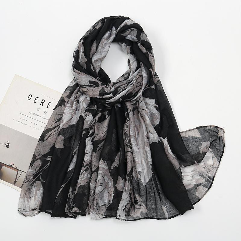 New Printed Cotton Viscose Hijab For Women Muslim Scarf Long Shawl Bandana Foulard Islamic Turban Headband Wrap Floral Headscarf