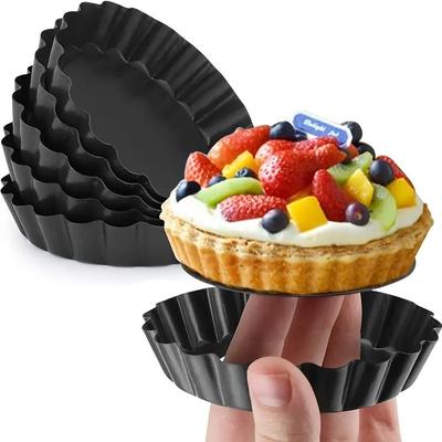 6 Adet Yapışmaz Tart Kiş Flan Kalıbı 10cm Turta Pizza Kek Kalıbı Çıkarılabilir Tabanlı Kek Kalıbı Yuvarlak Karbon Çelik Pişirme Kabı