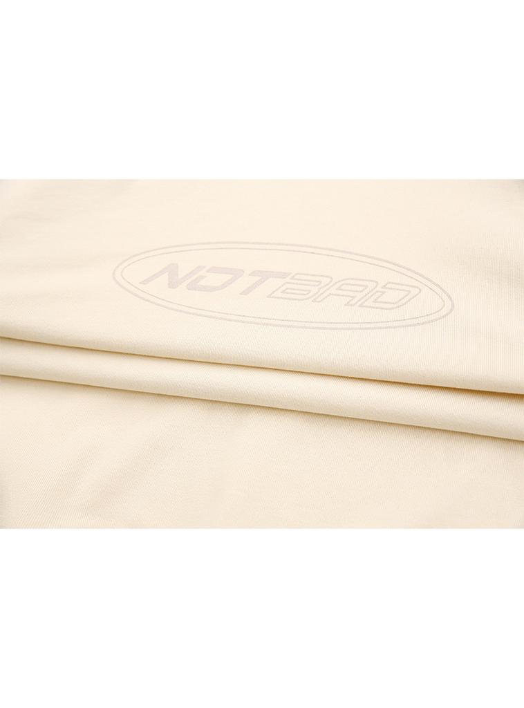 Notbad Korea Round Back Print Zip-Up Hoodie - Beige