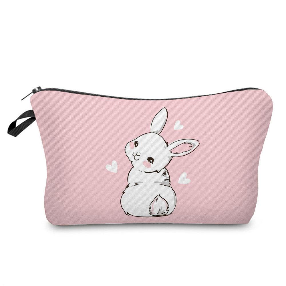 Women Rabbit Print Cosmetic Bag Toiletries Organize Travel Storage Case  6412 KTB