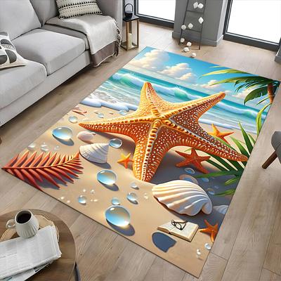 1PC Starfish Beach Extra Large Non-Slip Floor Carpet, Office, Family, Bedroom, Studio - Large Area Rug,Longlasting Material-K0340