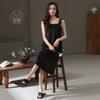 Sexy nightgown for women, summer thin ice silk spaghetti strap extra-long dress, beautiful back, faux silk, high-end dress