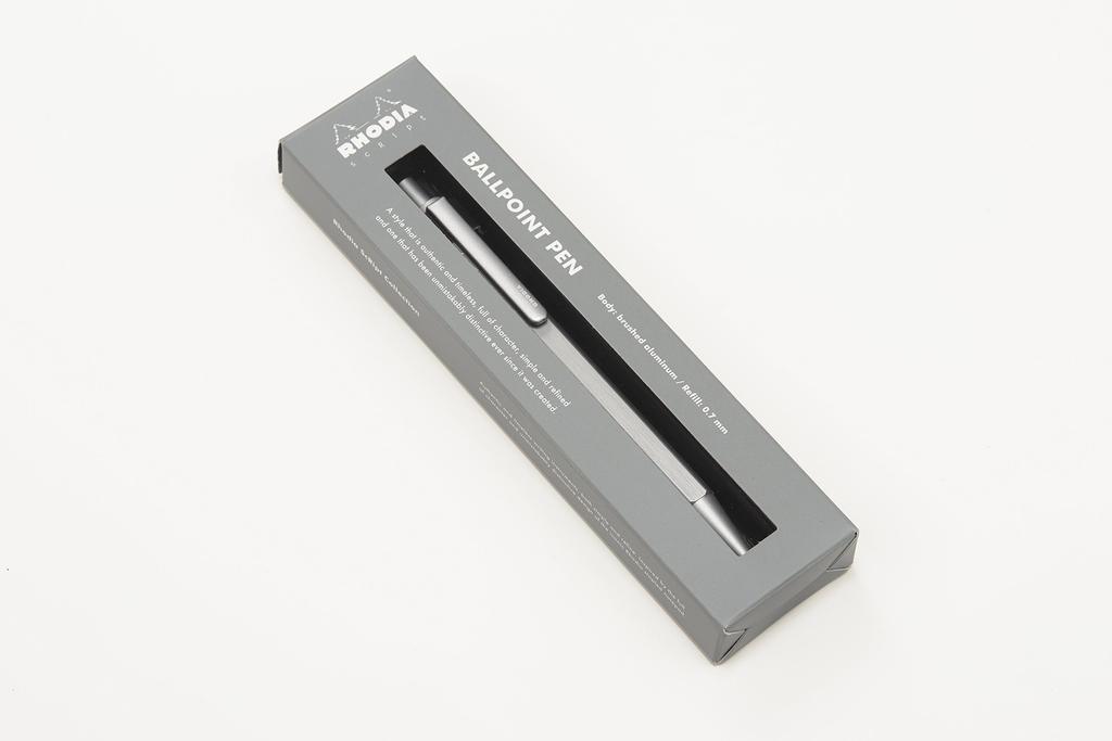 Rhodia Ballpoint Pen Script 0.7mm Hexagonal Shaft Aluminum Body Hairline Processing Low Viscosity Oil Ink Silver RHODIA SCRIPT cf9281