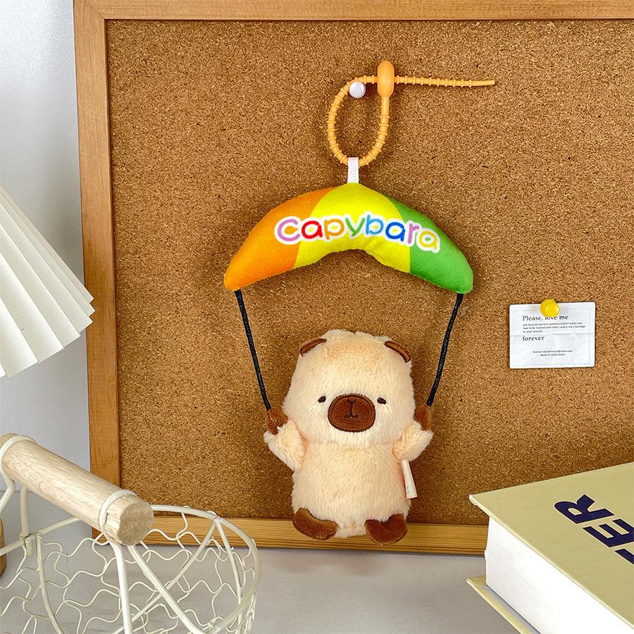 

Cute Parachute Panda Doll Pendant Kapibala Doll Capigui Pig Plush Bag Hanging Decoration Birthday Gift About 11cm high