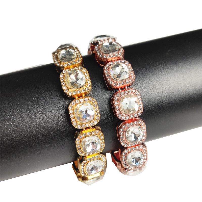 Hip Hop Plně Křišťálové 13mm Čtvercové Tenisové Náramky pro Muže Ženy Bling Kamínkový Kubánský Řetízek Luxusní Šperky
