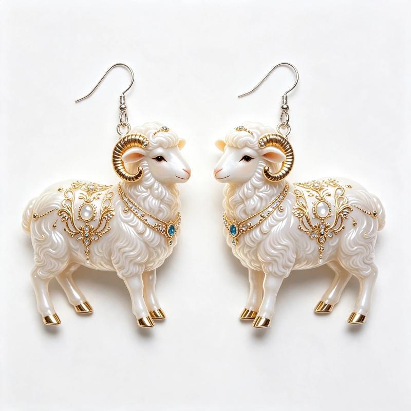 Cartoon Sheep Earrings 1 Pair 2D Flat Acrylic Animal Jewelry Hypoallergenic for Animal Lovers Party Wear Perfect Gift