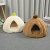 Cat Bed Winter Warm Thick Pumpkin Mongolian Enclosed Safe Sleep Cat House For Indoor Use