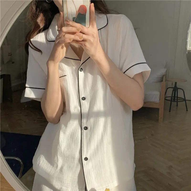 Cotton Sleepwear Korean Pajamas Women Pijama Female Bedroom Set Woman 2 Pieces Loungewear Brief Suits with Shorts Pyjamas