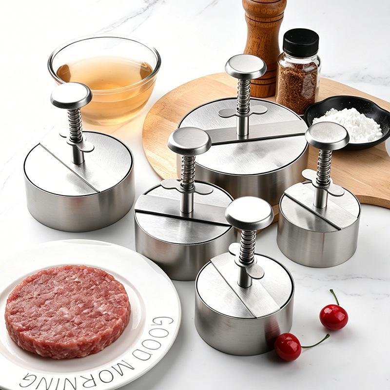 Durable Stainless Steel Burger Press Non Stick Round Hamburger Patty Maker Kitchen Tool 8-14 Cm Patty Making Mold Restaurant