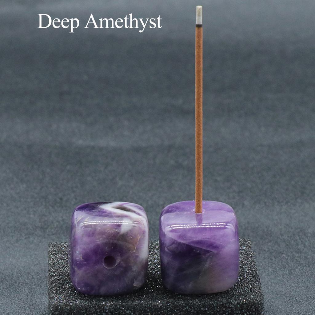 2 Stück quadratischer Räucherbrenner aus Natursteinkristall, Räucherstäbchen-Diffusor-Dekoration, Zen-Heimaltar-Dekoration, Meditationszentrum-Dekoration mit geometrischem Design