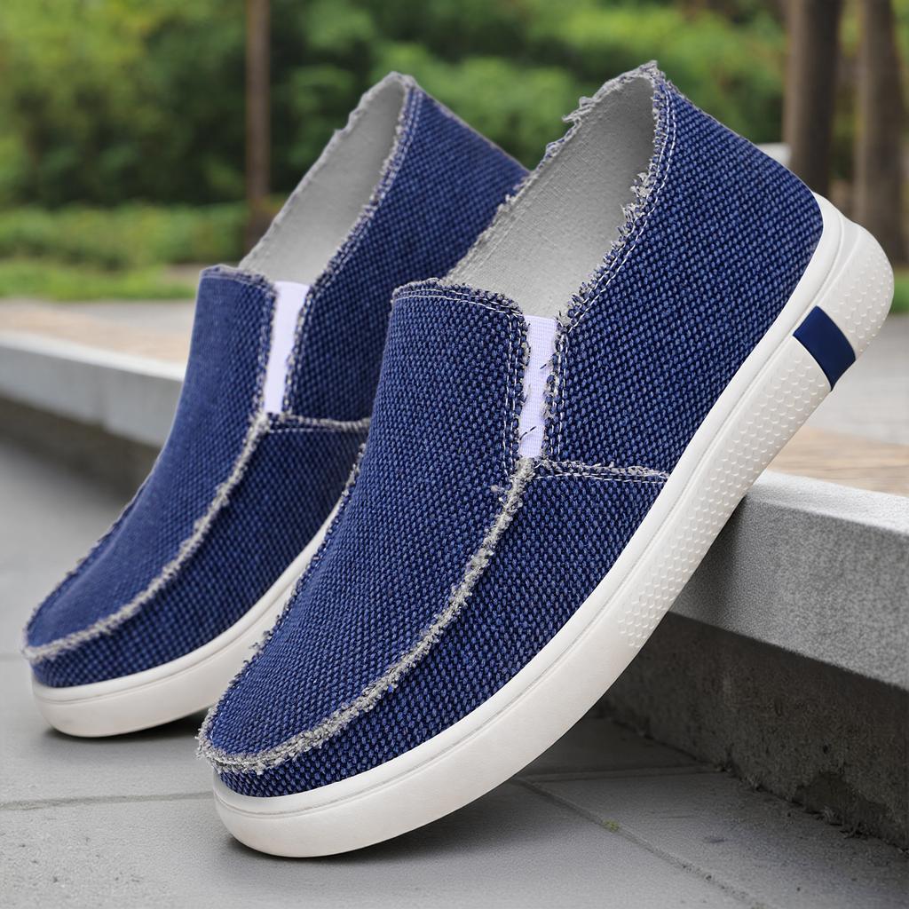 Shoes Men's Casual Shoes Flying Woven Breathable Single Shoes One Pedal Old Beijing Cloth Shoes Large Size Men's Shoes Versatile Canvas Shoes