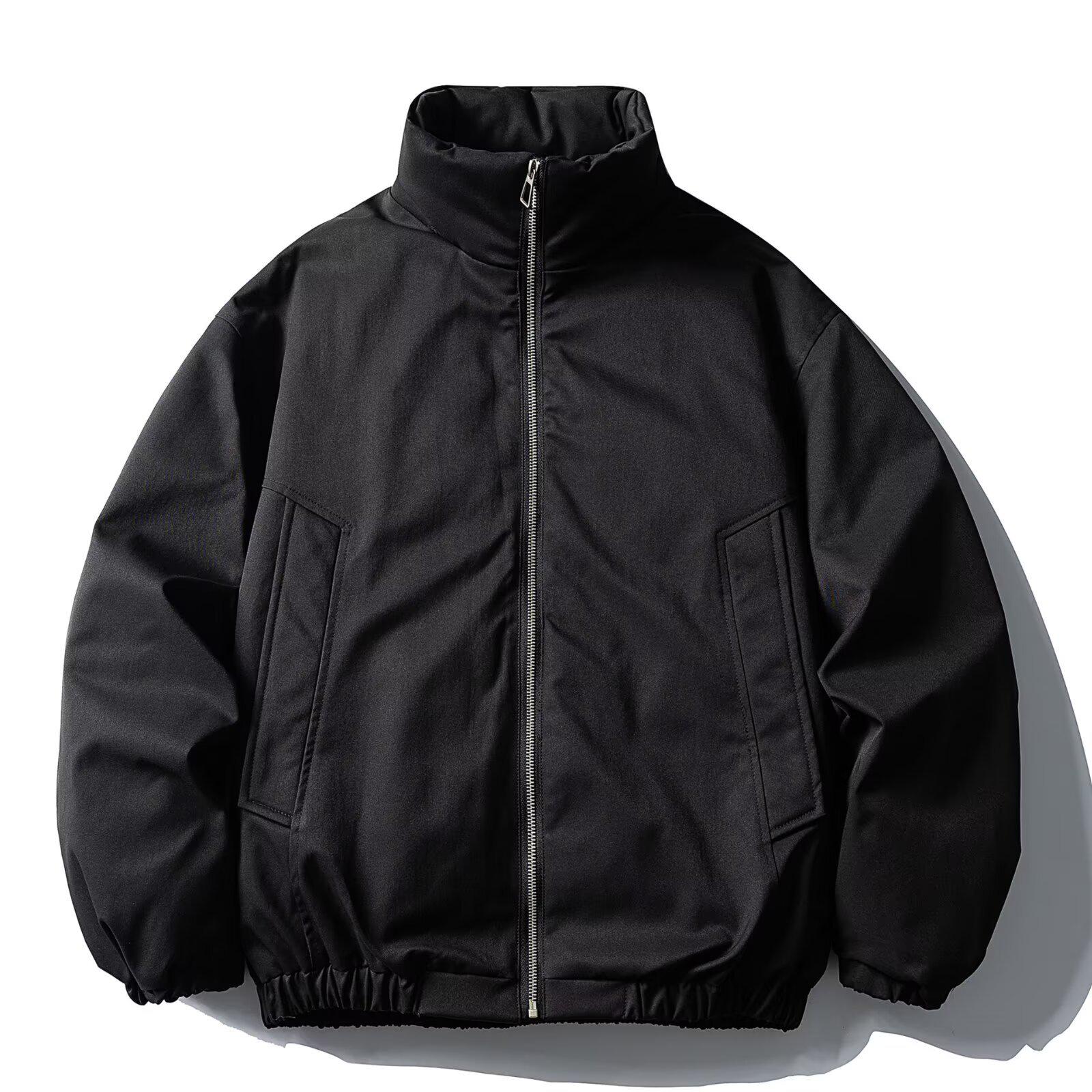 

2025 New Arrival: Unisex Cotton Puffer Jacket with Stand Collar, Hong Kong Style, Loose Fit 2XL чорний