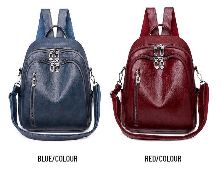 2024 Women's Soft Leather Waterproof Backpack - Large Capacity, Casual Korean Style for Shopping, Travel, and Mommy Needs