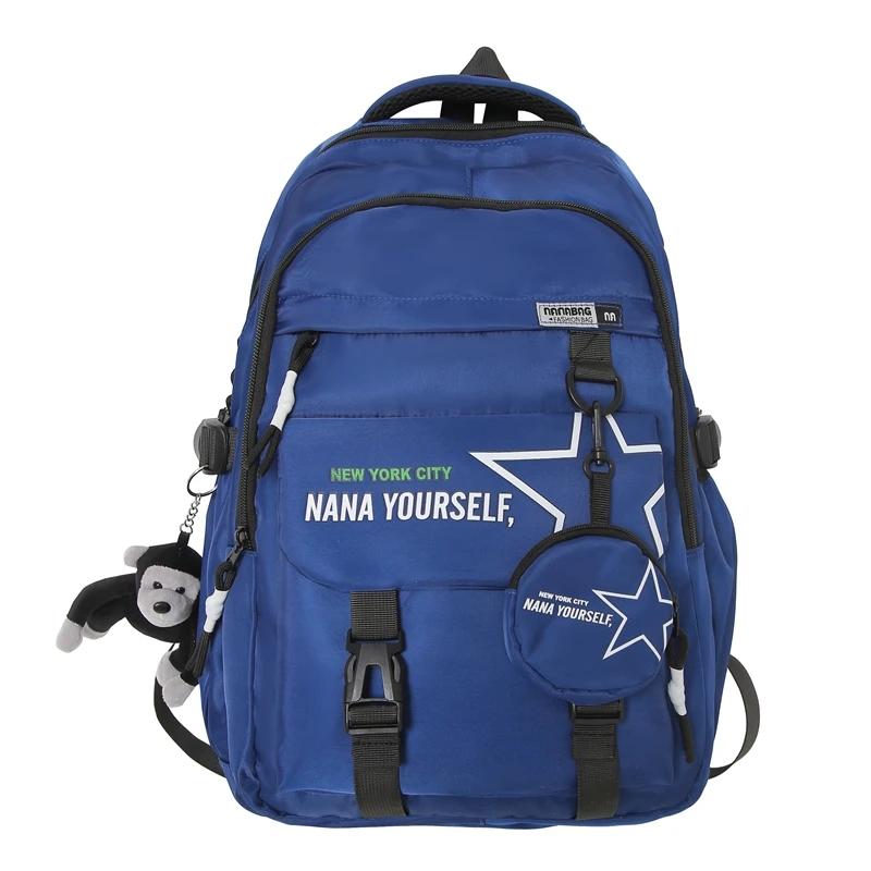 Vodotěsný nylonový zip s vysokou kapacitou Jednobarevné školní tašky a peněženky Módní batohy pro dívky a chlapce