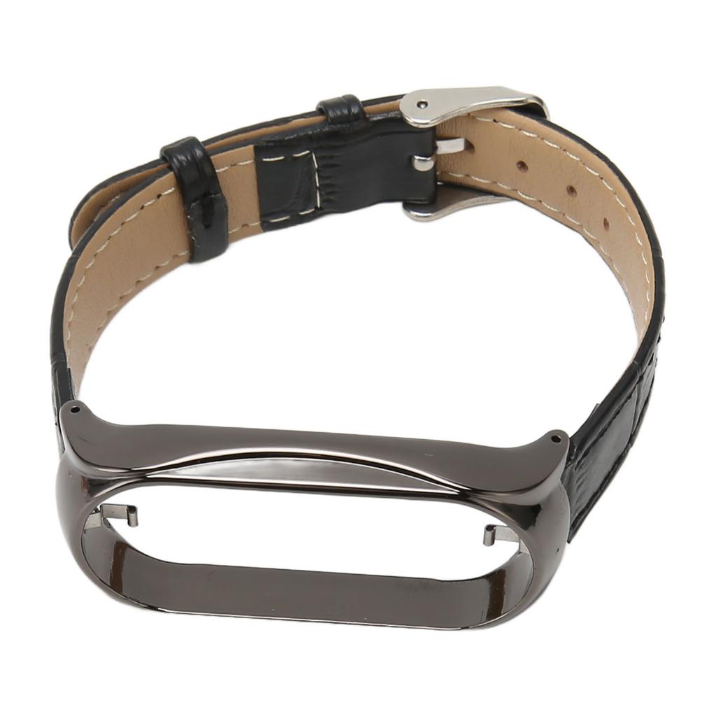 Sport Wrist Band for Mi Band 7 Soft PU Leather Breathable Replacement Loop Strap for Running Hiking Black