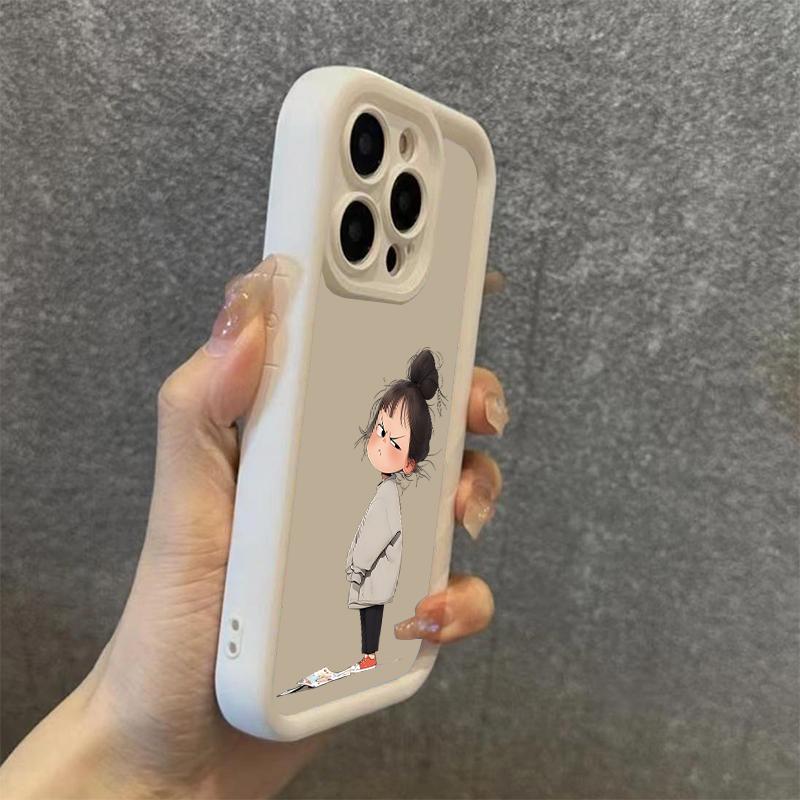 Cute Minimalist Angry Girl Print Soft Phone Case For Xiaomi Redmi 13C 14C 12 Redmi Note 14 13 12 11 Pro Plus 4G 5G 12S 11S Cover