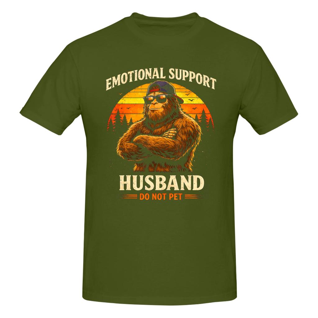 1 Piece Emotional Support Husband Do Not Pet Funny Bigfoot Funny 100 Cotton Tshirt Emotional Support Husband Tees Tops For Unisex