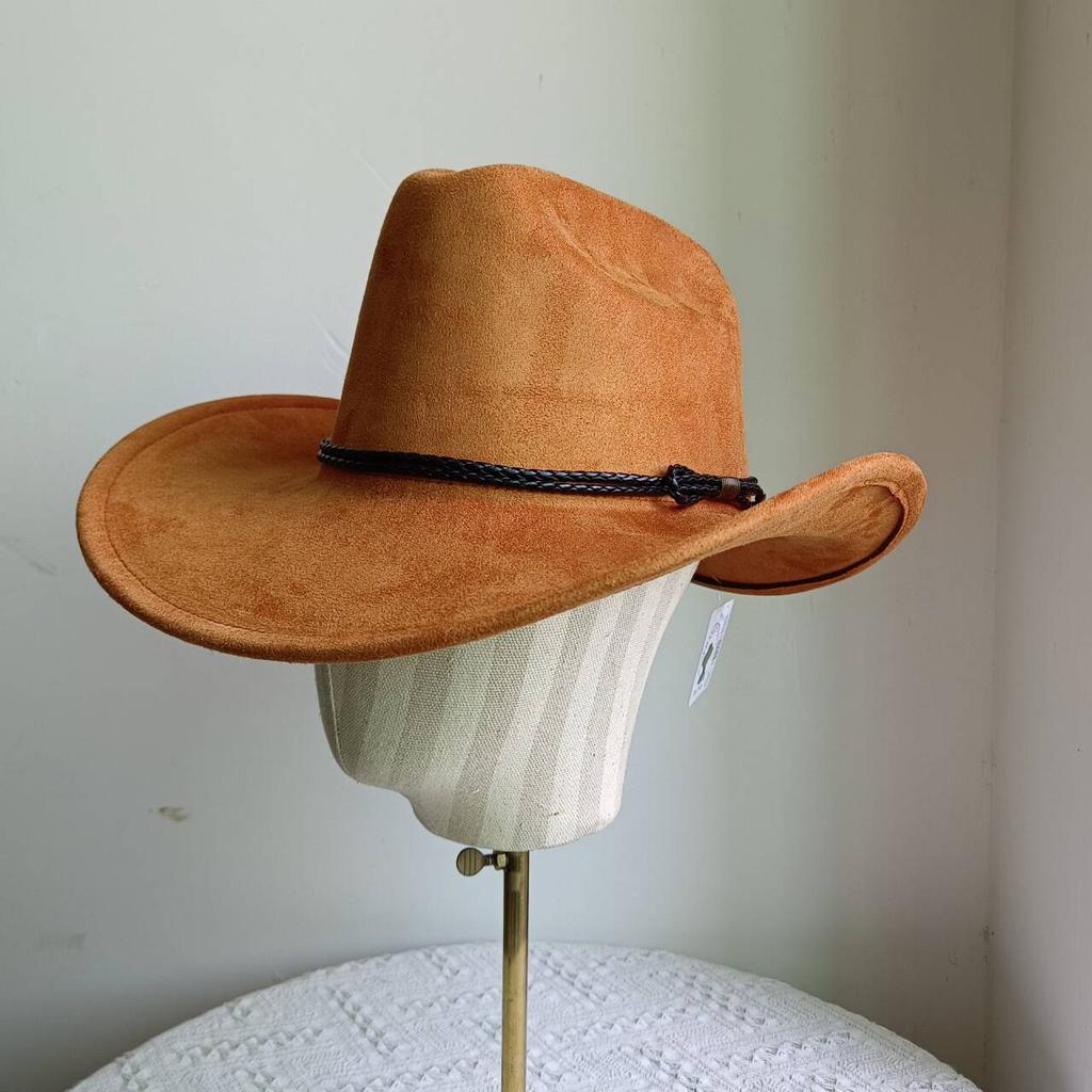 Western Cowboy Hat Imitation Leather Accessories Men and Women Jazz Cowboy Hat Wide Brim Suede Fedora Hat Wide Brim Hat Men2026