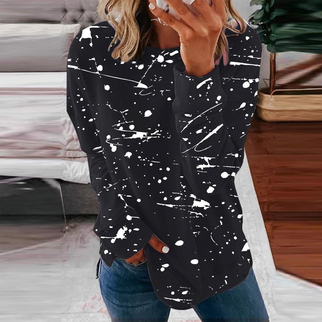 Women's Casual Fashion Halloween Print Long Sleeve Round Neck Pullover Top