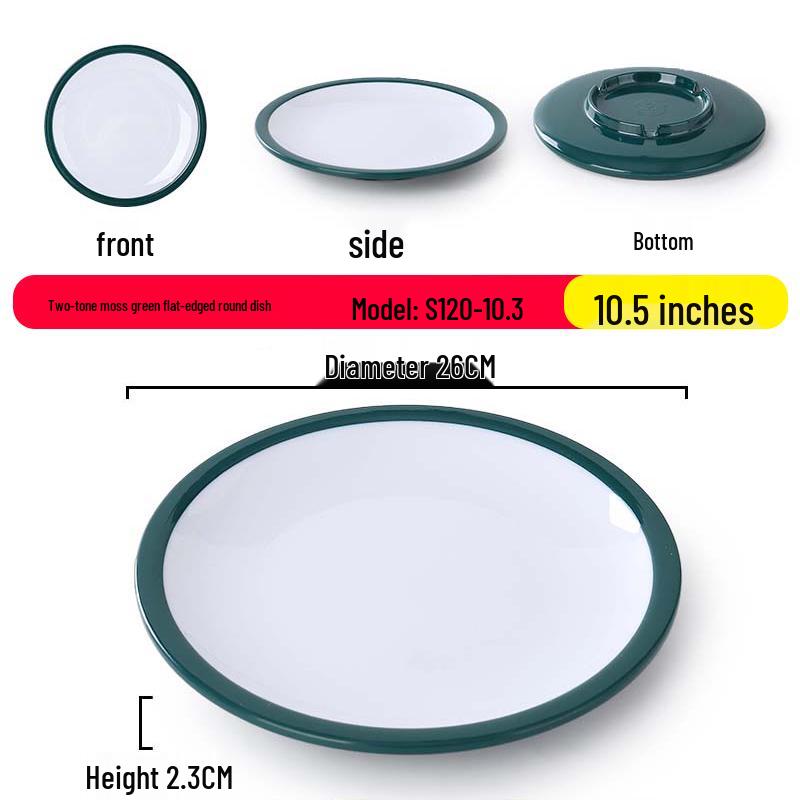 Nordic Round Melamine Shallow Plate for Buffets and Stir-Fry Dishes