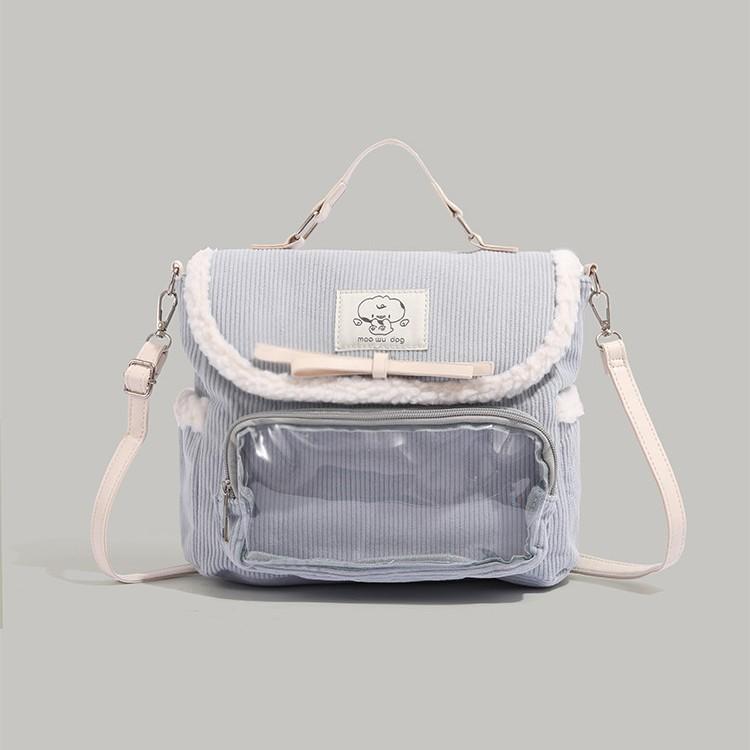 

Нишевый вельветовый рюкзак женский 2025 новый осенне-зимний высокоценный модный универсальный портативный на плечо кроссбоди сумка от боли синий