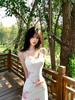French Pure Desire Mesh Rose Suspender Dress Children's Design Sense Slim Waist Temperament Hip Long Dress Summer