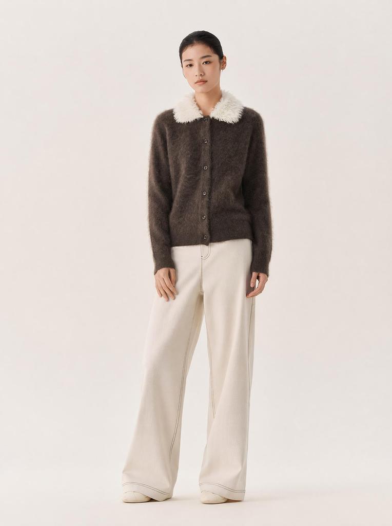 Women's Cashmere-Feel Lapel Cardigan: Autumn/Winter Loose Knit Brushed Top
