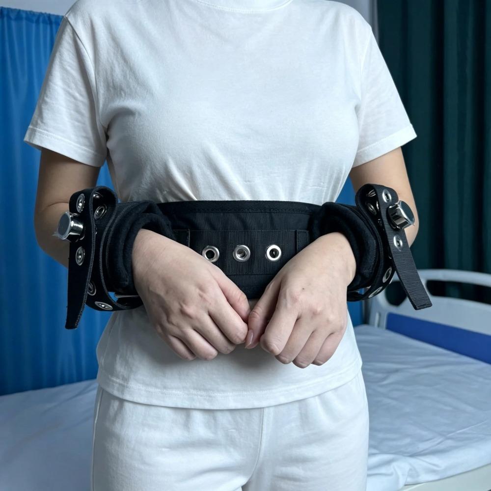 Hospital Safety Waist and Wrist Restraint Set, Non-Detachable Lockable Cuffs, Agitation Patient Protective Gear for Patients