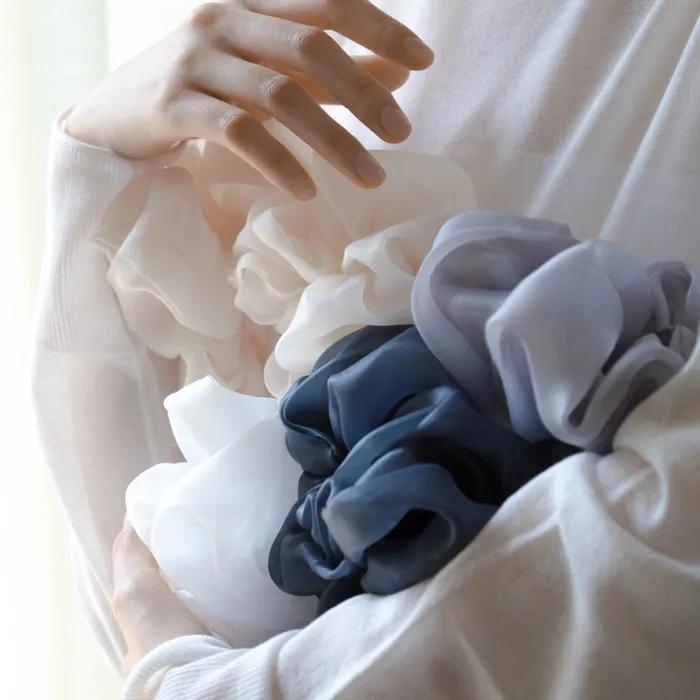 SILK ORGANZA CHIFON SCRUNCHIE_5COLOR / 3SIZE