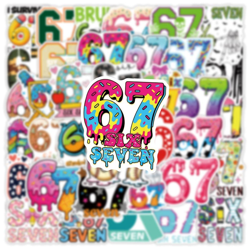 50PCS Graffiti Stickers Internet Popular Numbers Six Seven Decals Decor Phone Stationery Sticker DIY Memes 67 Entertaining Play Safe Kid Friendly Fun