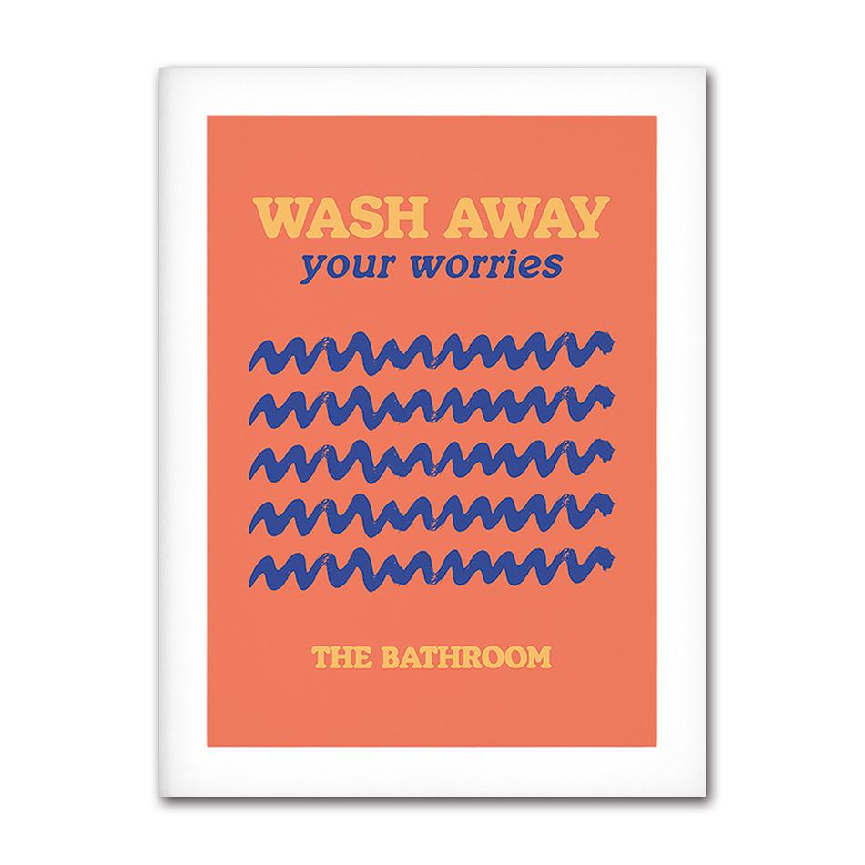 Fun Colored Text Bathroom Identification Series Poster Print Canvas Art Pictures Home for Wall Modern Decor Frameless Painting