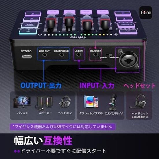 FIFINE Audio Interface XLR AUX