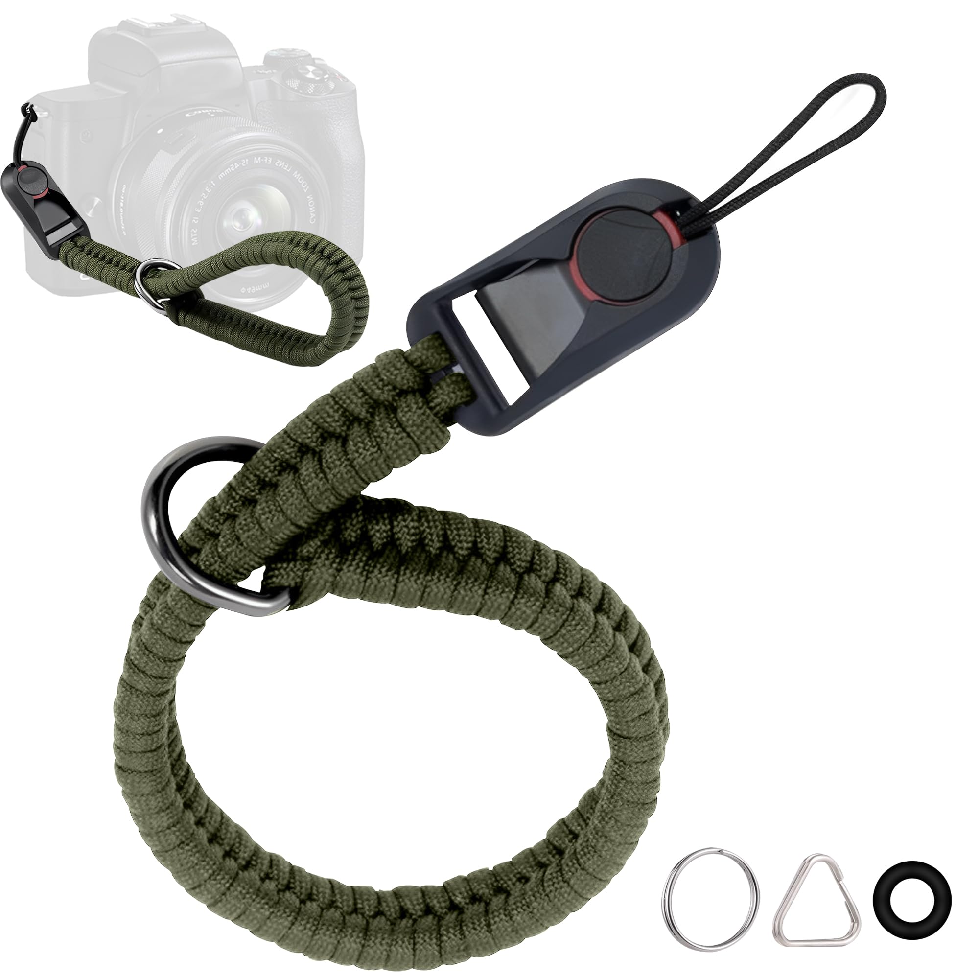 

Camera Strap Paracord Braided Hand Quick Included Adapter Works with Most SLR Easy to Stylish Metal Parts with Advanced Polishing [ZXZone] Strap, зелений