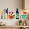 8PCS/SET Rustic Floral Kitchen Utensil Pendant Wood Coffee Cup Wall Sticker Wall Art Decals  Bar