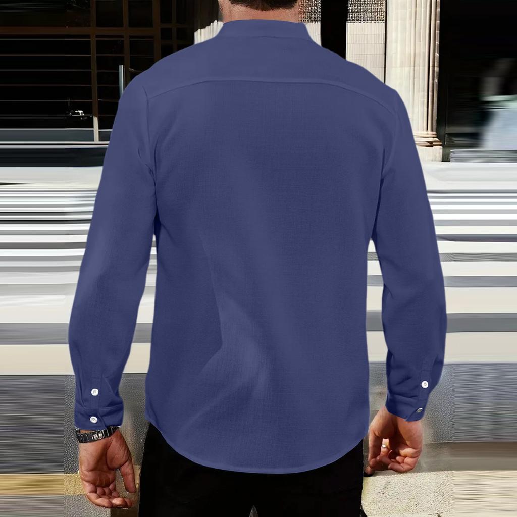 Pánská lněná košile s dlouhým rukávem košile s límečkem na knoflíčky košile business casual košile business košile regular fit