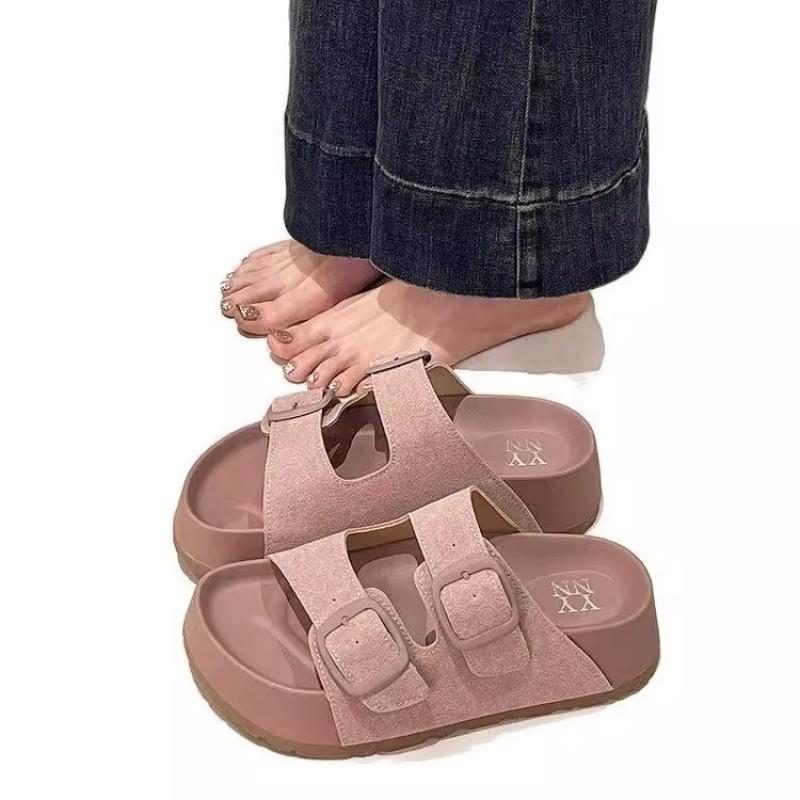 Platform shoes slippers women's summer new outer wear beach one-word drag high-end feeling with skirt cool slippers