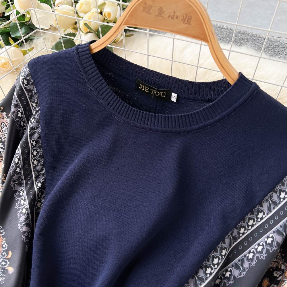 RUGOD French Gentle Style Noble Elegant Temperament Lady Bag Hip Knitted Dress Lace Waist Slim All-match Dress Female