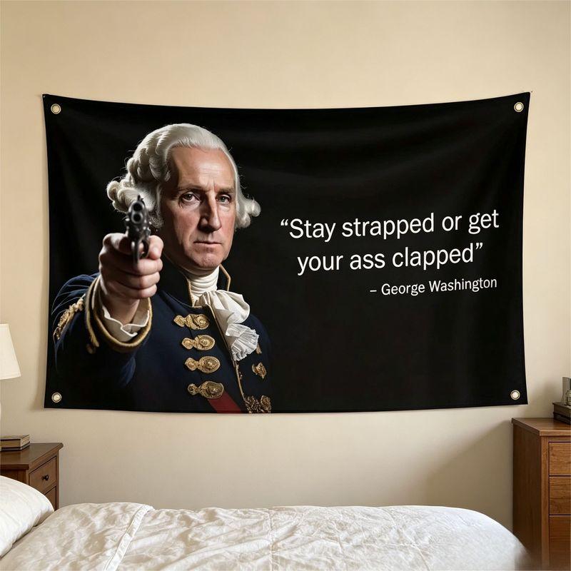 Funny President Portrait Tapestry, Retro Meme Quote Wall Hanging, Political Humor Decor for Dorm Bedroom Bar