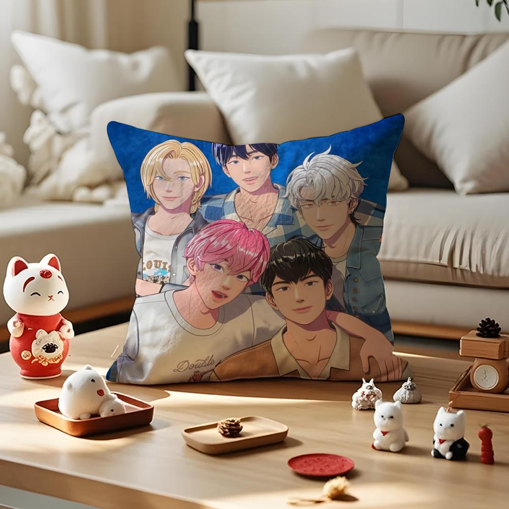 Kpop P-PLAVE Pillow Case Anti-dustmite Pillowcase Invisible Zipper Silky Short Plush Sofa Cushion Cover