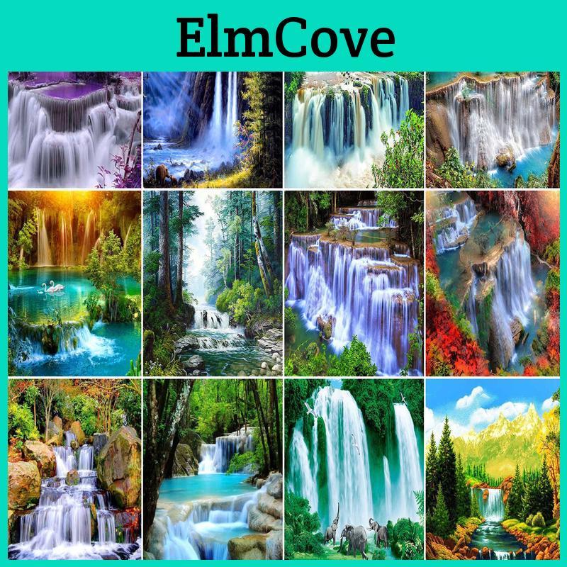Painting Diy Diamond Waterfall 5d Scenery Full Round Drill Diamond Embroidery Cross Stitch Mosaic Home Decor