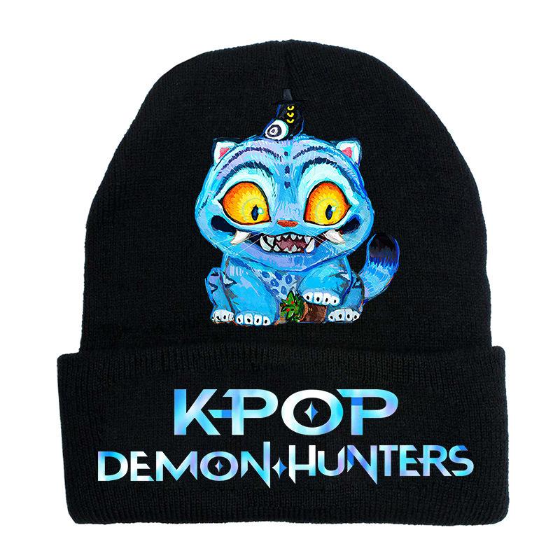 K Pop Dämonenjäger Cartoon Buchstaben Print Strickmützen Herbst Winter Erwachsene Outdoor Warme Mütze