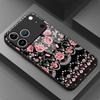 Elegant Black with Pink Roses Glass phone case mobile phones for iphone 17 pro max cover for iPhone 17 16 15 14 13 12pm Pro Plus
